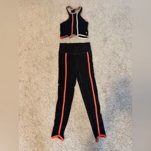 FREE PEOPLE Black and Orange Women's Activewear Set